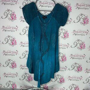 Papa Vancouver dress embroidered paisley corset lace up front flowy hippie
